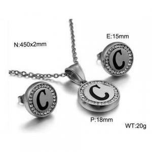 Stainless steel zircon resin steel color letter set C - KS80322-KC