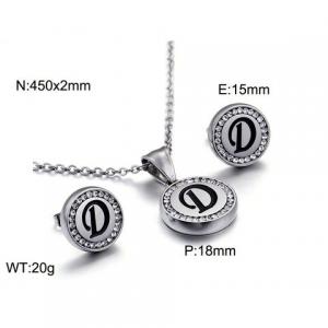 Stainless steel zircon resin steel color letter set D - KS80323-KC