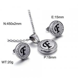 Stainless steel zircon resin steel color letter set F - KS80325-KC