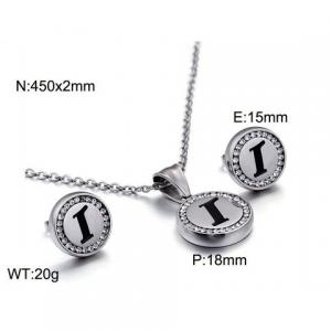 Stainless steel zircon resin steel color letter set I - KS80328-KC