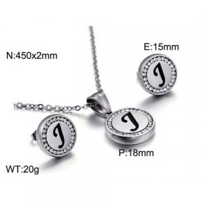 Stainless steel zircon resin steel color letter set J - KS80329-KC