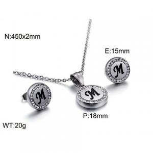 Stainless steel zircon resin steel color letter set M - KS80333-KC