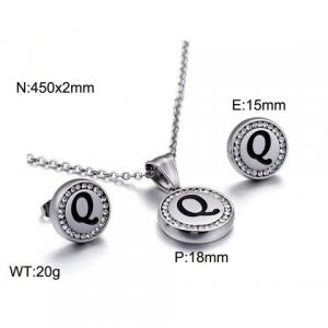 Stainless steel zircon resin steel color letter set Q - KS80336-KC