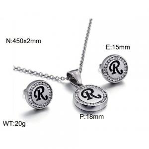 Stainless steel zircon resin steel color letter set R - KS80337-KC