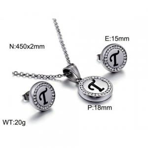 Stainless steel zircon resin steel color letter set T - KS80339-KC