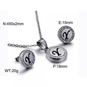 Stainless steel zircon resin steel color letter set Y - KS80344-KC