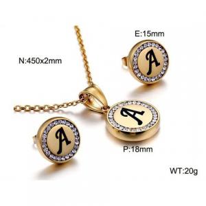 Gold stainless steel zircon resin letter set A - KS80346-KC