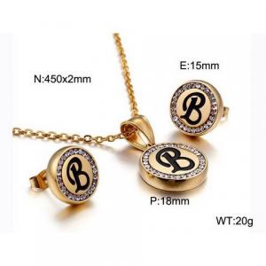 Gold stainless steel zircon resin letter set B - KS80347-KC