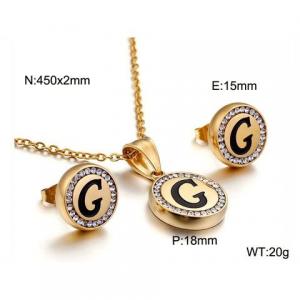 Gold stainless steel zircon resin letter set G - KS80352-KC