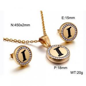 Gold stainless steel zircon resin letter set I - KS80354-KC