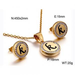 Gold stainless steel zircon resin letter set K - KS80356-KC