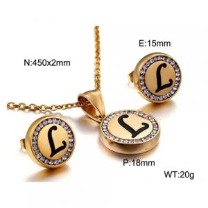 Gold stainless steel zircon resin letter set L - KS80357-KC