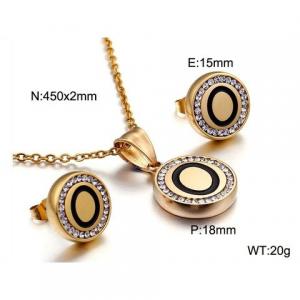 Gold stainless steel zircon resin letter set O - KS80360-KC