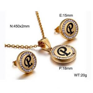 Gold stainless steel zircon resin letter set P - KS80361-KC