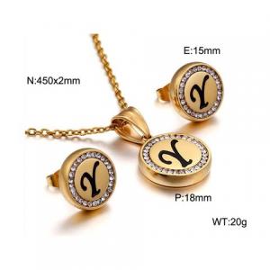 Gold stainless steel zircon resin letter set Y - KS80370-KC