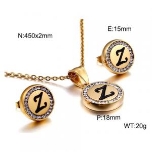 Gold stainless steel zircon resin letter set Z - KS80371-KC