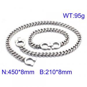 Horseshoe Element Bracelet Necklace Women's Steel Set - KS87260-K