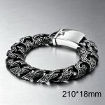 Vintage Scrollwork Cuban Link Bracelet for Men Stainless Steel Retro Carved Chain, Gothic Heavy Metal Wristband, Hypoallergenic Waterproof Punk Jewelry Gift - KB111165-BD-210