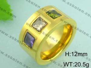 Stainless Steel Gold-plating Ring - KR18495-D
