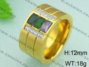 Stainless Steel Gold-plating Ring - KR18607-D