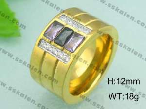 Stainless Steel Gold-plating Ring - KR18612-D