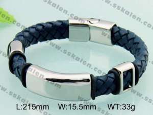 Stainless Steel Leather Bracelet - KB28493-T