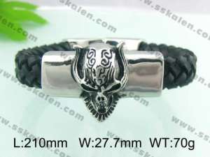 Stainless Steel Leather Bracelet  - KB29990-D