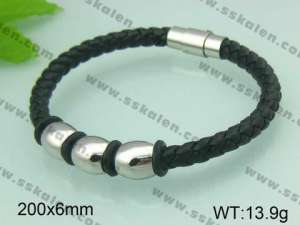 Stainless Steel Leather Bracelet - KB32939-T