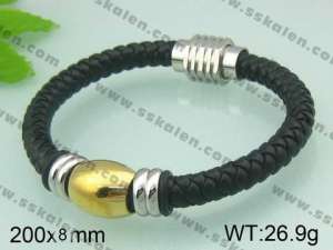 Stainless Steel Leather Bracelet - KB32947-T