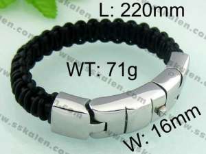Stainless Steel Leather Bracelet  - KB40268-D