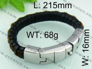 Stainless Steel Leather Bracelet  - KB40271-D