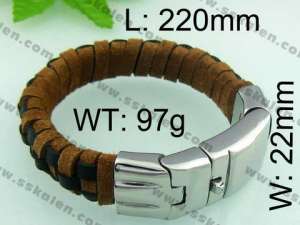Stainless Steel Leather Bracelet  - KB40287-D