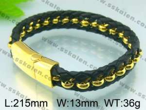 Stainless Steel Leather Bracelet   - KB51332-D