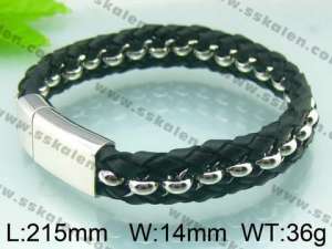 Stainless Steel Leather Bracelet  - KB51335-D