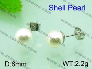 SS Shell Pearl Earrings - KE51979-Z