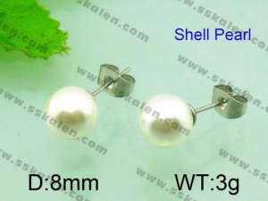 SS Shell Pearl Earrings - KE51983-Z