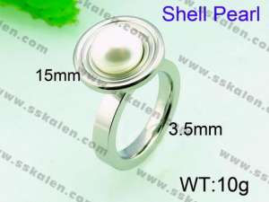SS Shell Pearl Rings - KR31275-K