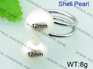 SS Shell Pearl Rings - KR32722-Z