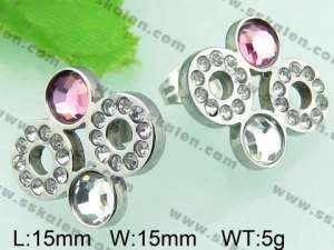 Stainless Steel Stone&Crystal Earring - KE54980-K