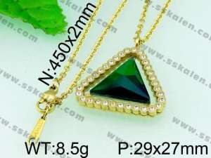 Stainless Steel Stone & Crystal Necklace - KN16580-K