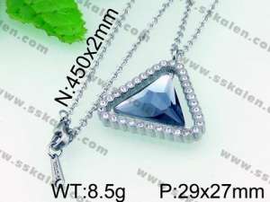 Stainless Steel Stone & Crystal Necklace - KN16853-K