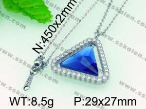 Stainless Steel Stone & Crystal Necklace - KN16854-K