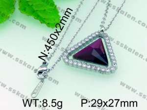Stainless Steel Stone & Crystal Necklace - KN16857-K