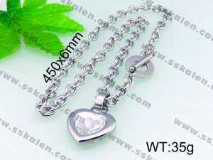 Stainless Steel Stone & Crystal Necklace - KN16931-Z