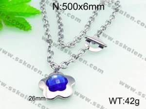 Stainless Steel Stone & Crystal Necklace - KN16951-Z