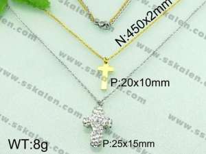 Stainless Steel Stone & Crystal Necklace - KN17291-Z