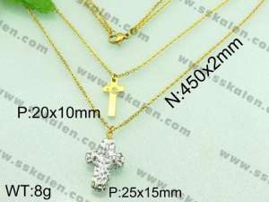 Stainless Steel Stone & Crystal Necklace - KN17292-Z