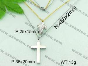 Stainless Steel Stone & Crystal Necklace - KN17294-Z