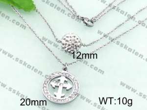  Stainless Steel Stone & Crystal Necklace - KN17413-Z