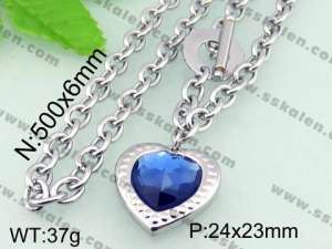 Stainless Steel Stone & Crystal Necklace - KN17423-Z